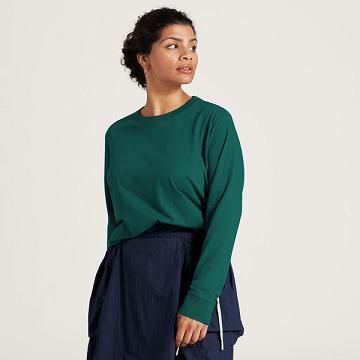 Allbirds Allgood Puuvilla Long Sleeve Naisten T Paidat Turkoosi | FI4312PQ