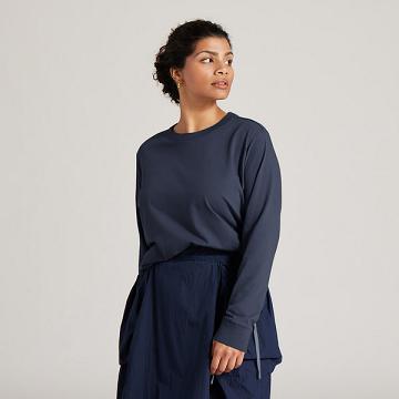 Allbirds Allgood Puuvilla Long Sleeve Naisten T Paidat Laivastonsininen | FI4313HK